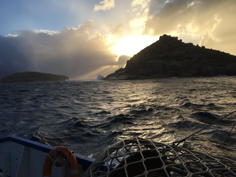 Sunrise on a stormy day which provided some challenges for the researchers in the rough conditions.
